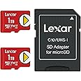 Lexar 1TB (2-Pack) Play Micro SD Card w/SD Adapter, UHS-I, C10, U3, V30, A2, Full HD, Up to 160/100 MB/s, Expanded Storage for Nintendo-Switch, Gaming, Smartphones, Tablets (LMSPLAY001T-B2ANU)