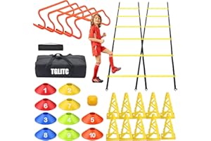 TGLITC Agility Ladder & Speed Hurdles Soccer Training Equipment Kit Football Training| Footwork Drills | Cones Goalkeeper Practice Equipment for Kids Youth Adult