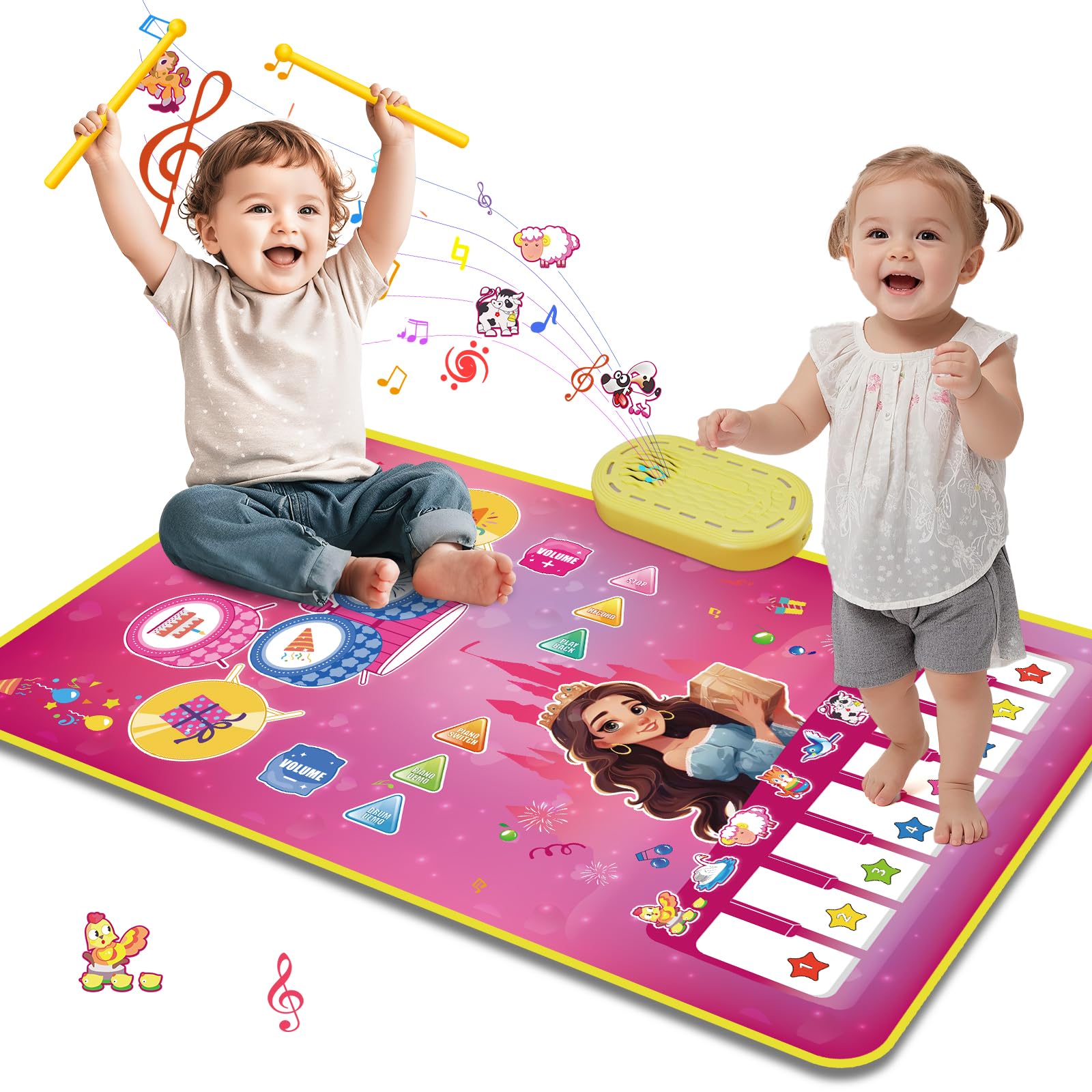 Shayson Music Piano Mat, Baby Toys for Girls, Toddler Toys 3 in 1 Music Mat Girls Gifts Kids Toys for 1-3 Year Old, Educational Music Toys for 1-2 Year Old Babies, Toddlers Birthday Gift — image 1