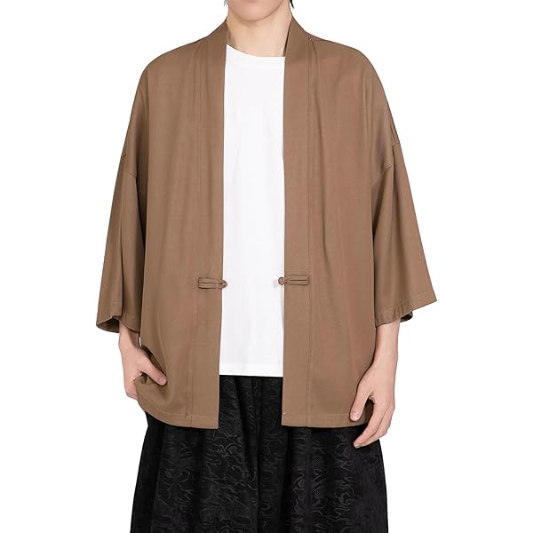 PRIJOUHE Men's Kimono Jackets Cardigan Casual Cotton Blends Linen