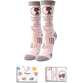 HAPPYPOP Funny Readig Socks for Women - Math Jane Book Gifts, Pencil Library Card Gifts