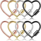 XLIUAX 8pcs Heart Shaped Carabiner Clips, Metal Screw Heart Lock Clip Small Keychain Hooks Mini Holder Clasp for DIY Necklace Jewelry Making Camping Hiking Fishing Traveling
