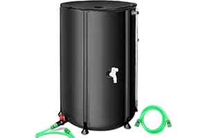 MATALDE Rain Barrel Water Collection System 100 Gallon - Collapsible Portable Water Storage Tank,Rainwater Collect System Downspout, Water Catcher Container with Filter Two Spigots and Overflow Kit