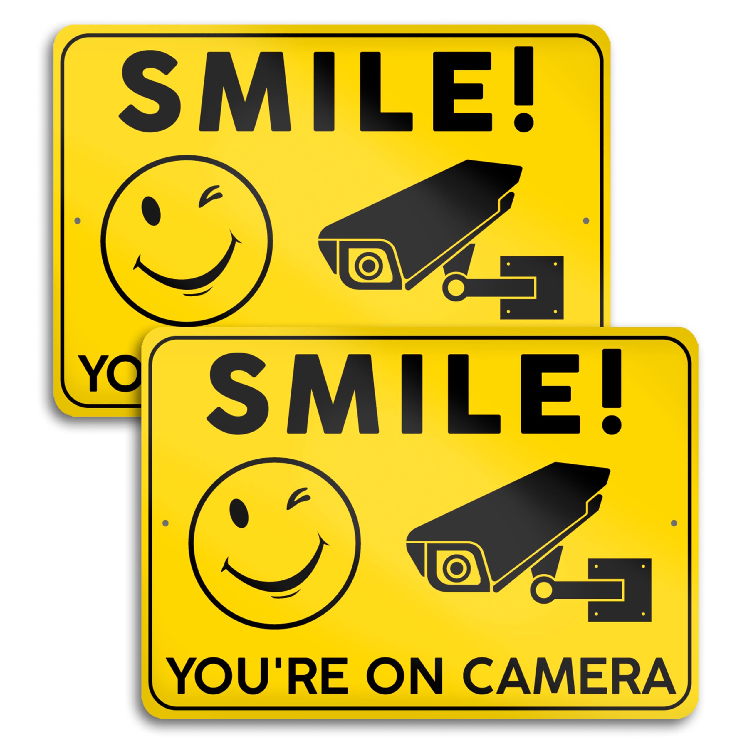 Photo 1 of ****ONE ONLY***
2 PC Smile Your On Camera Signs - 10x7 Aluminum Video Surveillance Signs Outdoor
