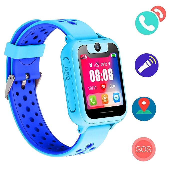 Bohongde Kids SmartWatch LBS Tracker Watch Phone with SOS, Camera, 1.44 HD Screen ,Games for 3-12 Year Old Boys Girls Great Gift (Blue, s6)