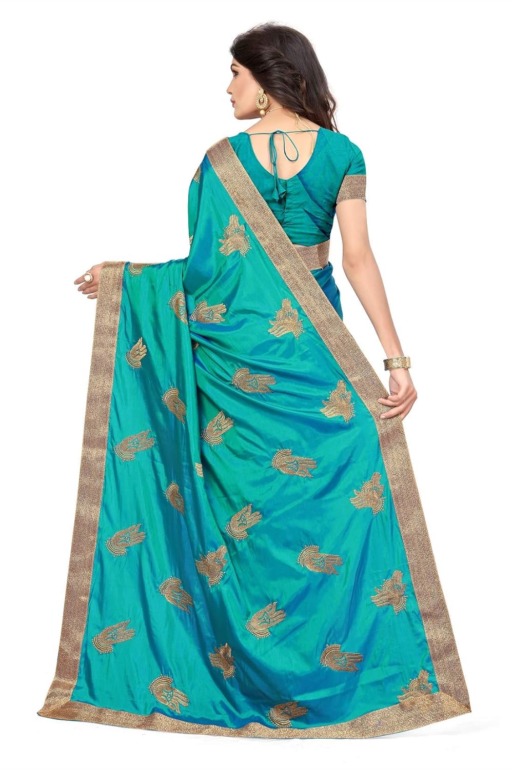 riva enterprise women's paper silk hand pattern saree (riva273_, blue)