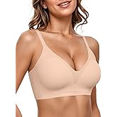 Vertvie Women Wireless Bras with Support Lift Full Coverage Push Up Plus Size Sport Bra Seamless Molded Cup Padded Tshirt Bra