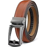 Founders & C Mens Ratchet Belt Leather Click 1 1/4" with Slide Buckle, Casual Dress Belt Adjustable