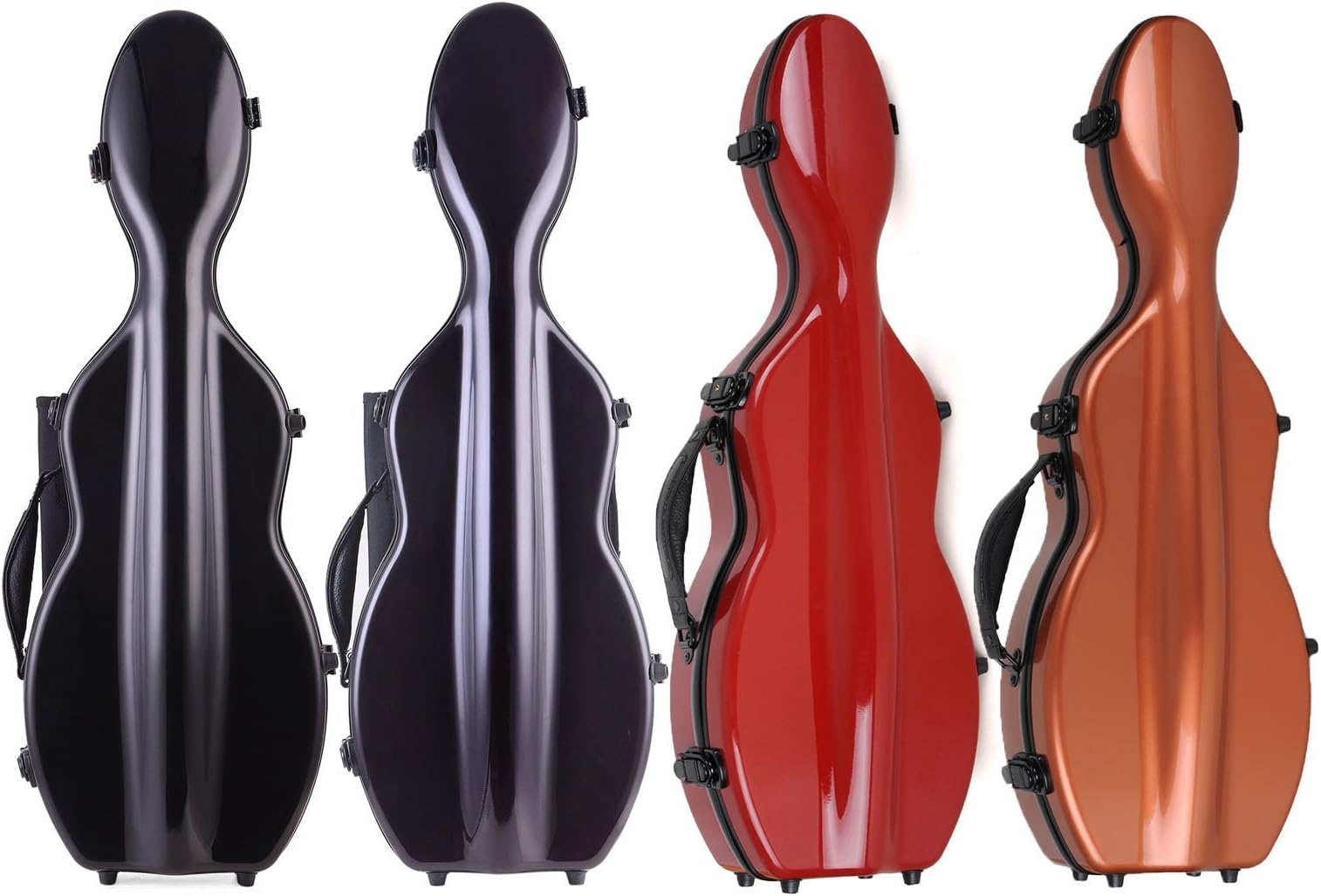 Muzip Violin Case, Full Size 4/4, Fiberglass Professional Suspension Violin Case With Hygrometer & Music Bag, 4 Colors (Red)