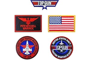 HOMIEGO 【Iron On/Hook & Loop】 5 PCS Top Gon Patches Pilot Patches Morale Patches Military Patches Airsoft Patches Flight Patches for Jackets Tactical Patches for Backpacks - Iron On