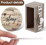 Queekay Coasters Set of 6 with Holder Farmhouse Wood 4'' New Home Gift view 3