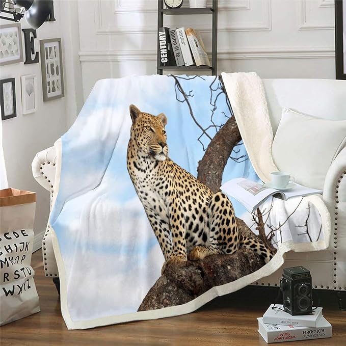 Feelyou Leopard Blanket for Kids Safari Cheetah Pattern Duvet Cover Wild Animal