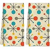 NITAHHHY Mid Century Fifties Modern Atomic Retro Colors Kitchen Towels Set of 2,Quick Dry Microfiber Cloth Dish Towel Drying Hand Towels for Kitchen Gifts for Women Men 16" x 24"
