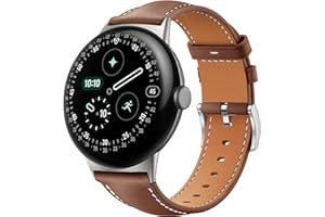 Miimall Leather Bands for Google Pixel Watch 4/3 45mm,Genuine Leather Replacement Strap for Pixel Watch 4/3 45mm Women Men