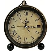Paesteffe Vintage Analog Alarm Clock, 5.5 inch Super Silent Non Ticking Clock for Living Room, Bedroom, Desk, Gift Clock for Children Men and Women (Roman)