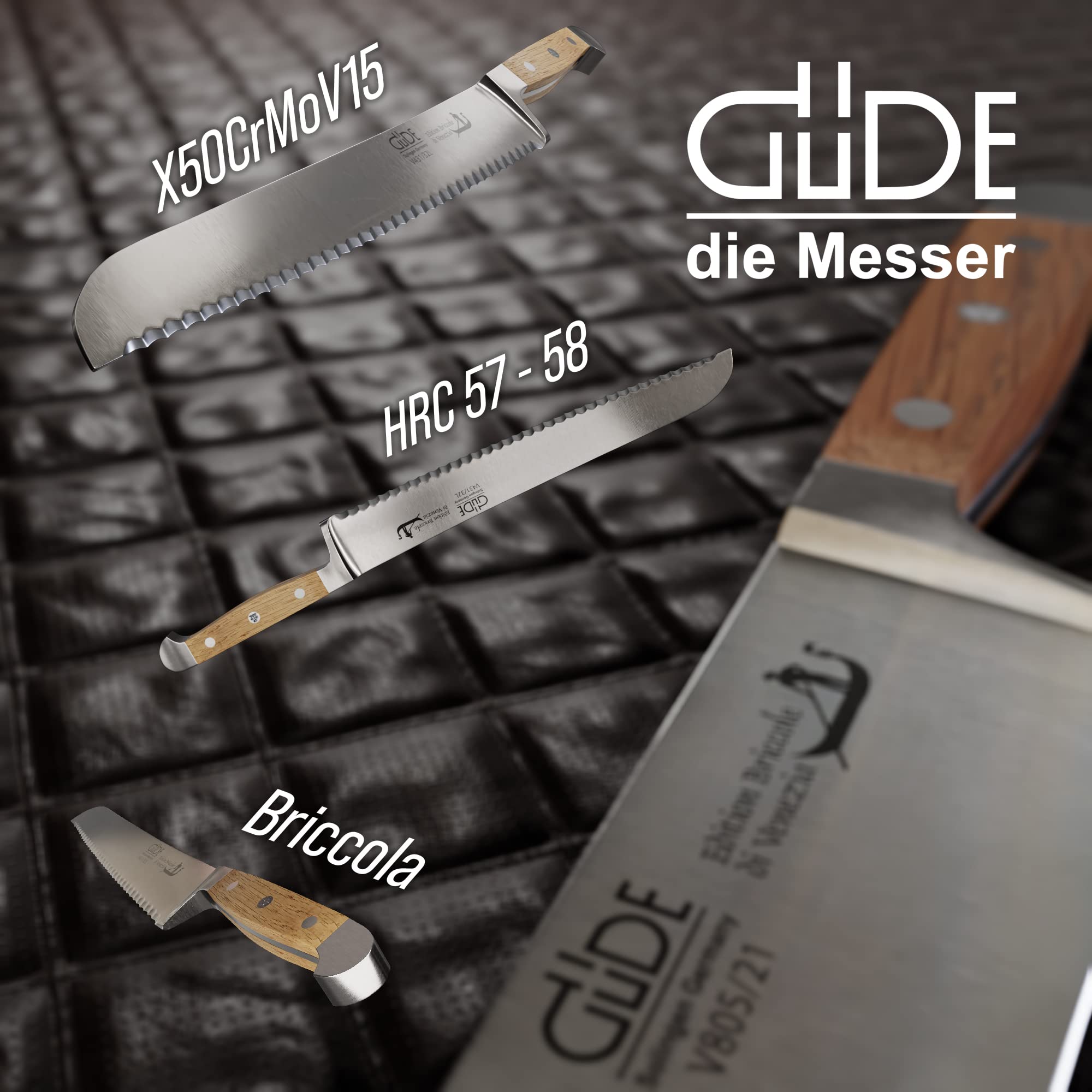 GÜDE Solingen - Brotmesser Linkshänder geschmiedet, 32 cm, Briccole, ALPHA BRICCOLE DI VENEZIA, Doppelkropf, Handmade Germany 3