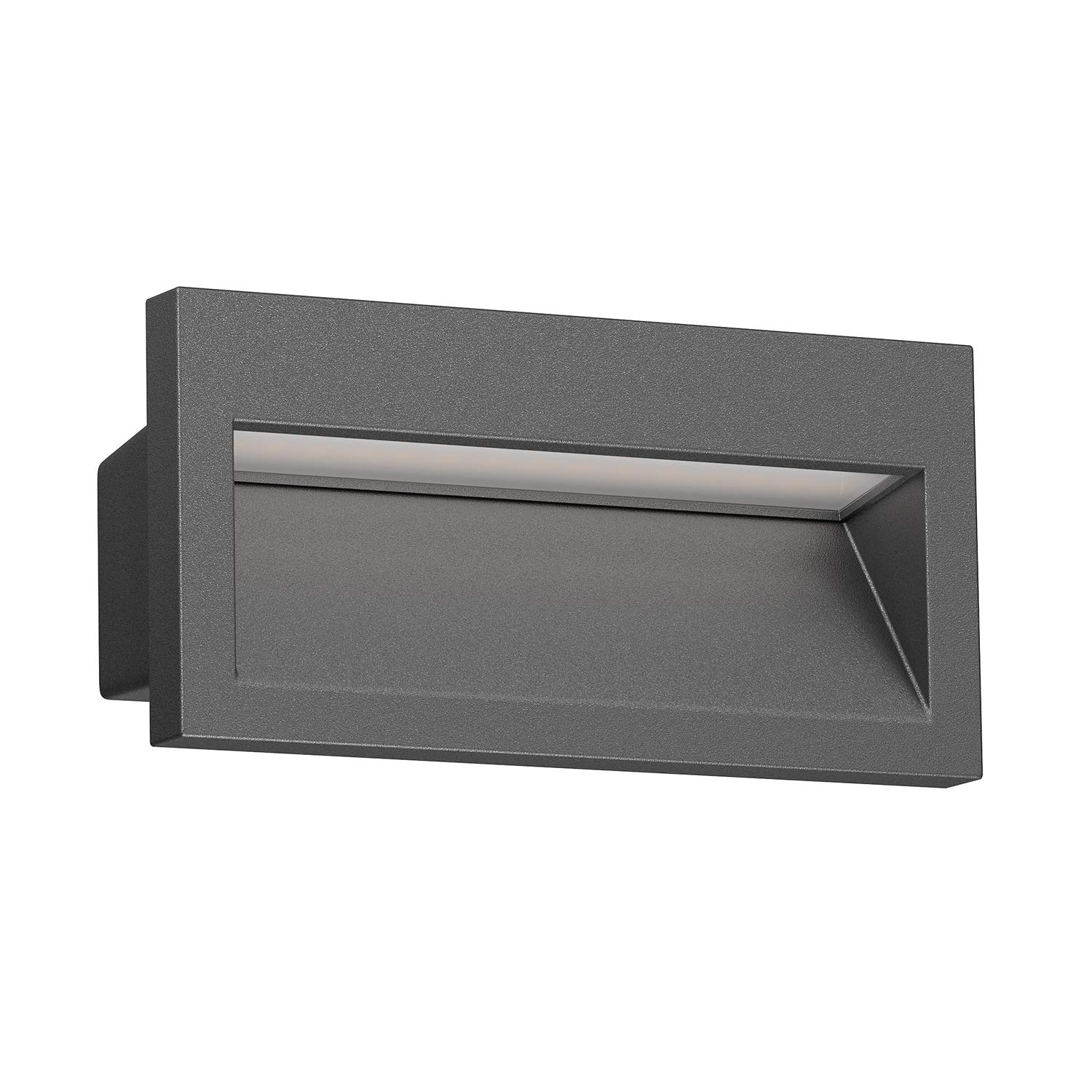 ledscom.de LED recessed wall Light NOLA, Downlight for Outdoors, IP54, Anthracite matt, 140 x 70mm, Warm White