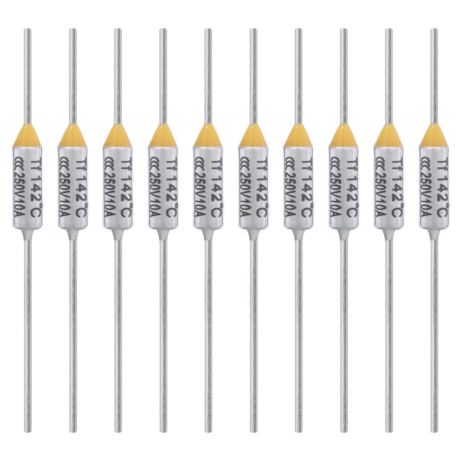 ALLECIN 10PCS Thermal Fuse 142 Degrees Celsius 10A 250V AEC142E Temperature Fuses Cutoffs 10Amp 250Volt 142℃ Fusible