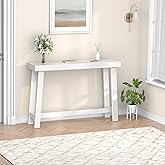 Bamboonova Bamboo Wood Entryway Table 47.2" Console Table, Narrow Sofa Table with Support Beam for Entrance, Hallway, Living Room, Bedroom, Foyer(White)
