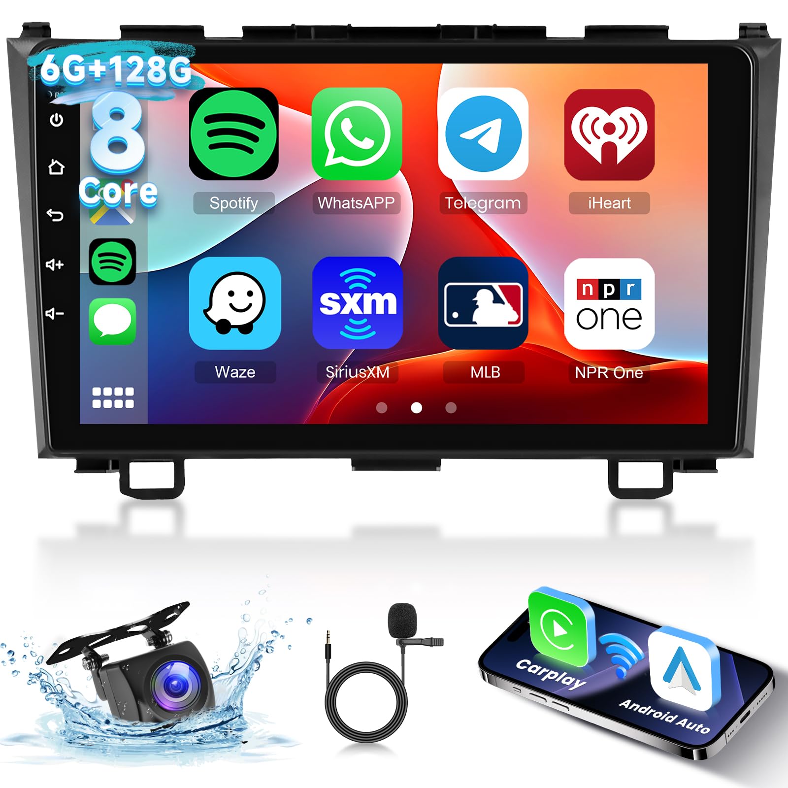 Photo 1 of **SEE NOTES** Hodozzy Car Radio for Honda CRV 2007-2011 Stereo with Bluetooth GPS,9 Inch Touch Screen with Wireless Carplay Android Auto,8-Core, WiFi USB,DSP,FM RDS