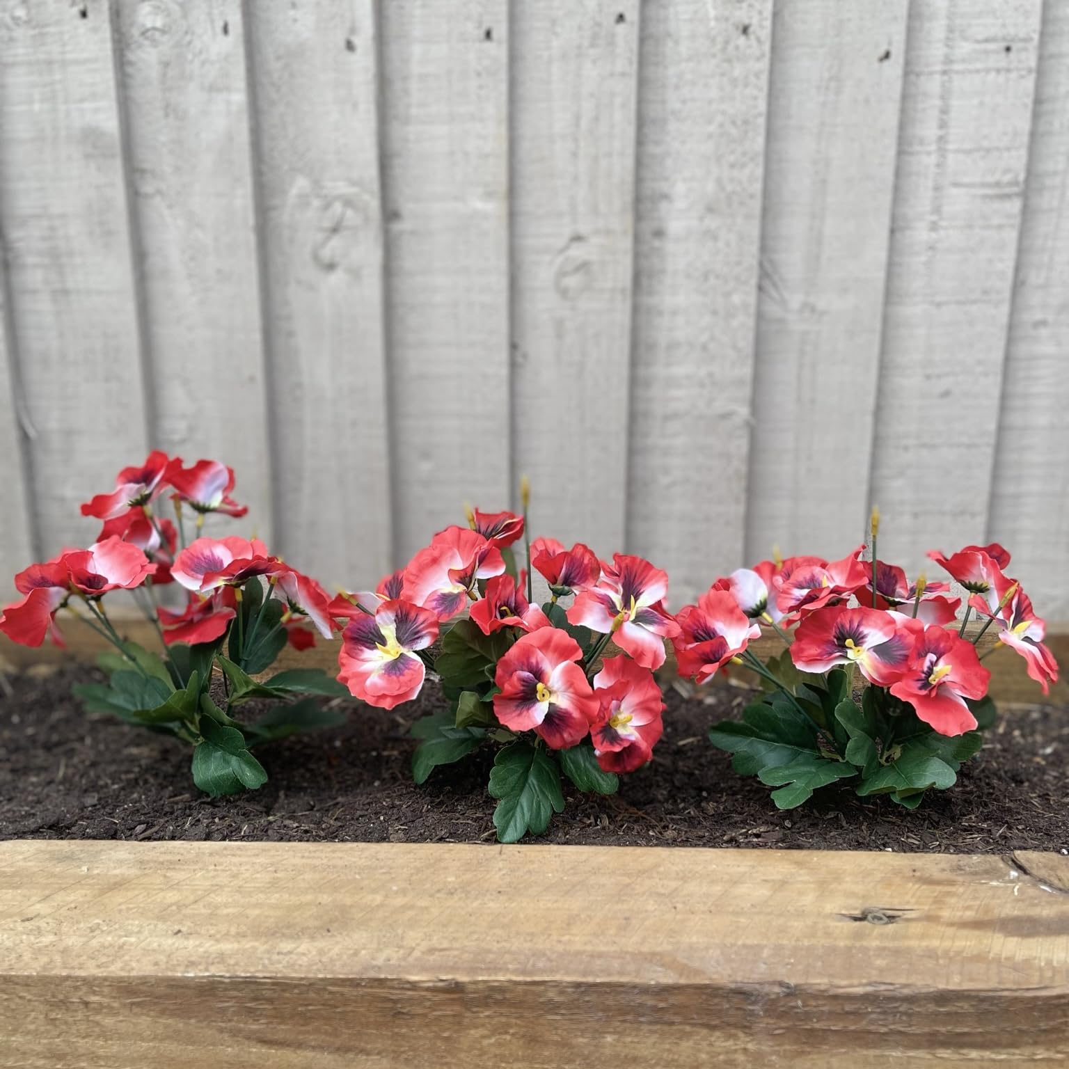 Garden 365 Artificial ​Pansy Flowers - Fake Plants for Outdoor ​or​ Indoor Use - Faux Flower Decorations ​with Fade Resistant Colour - POTS NOT INCLUDED (Red)