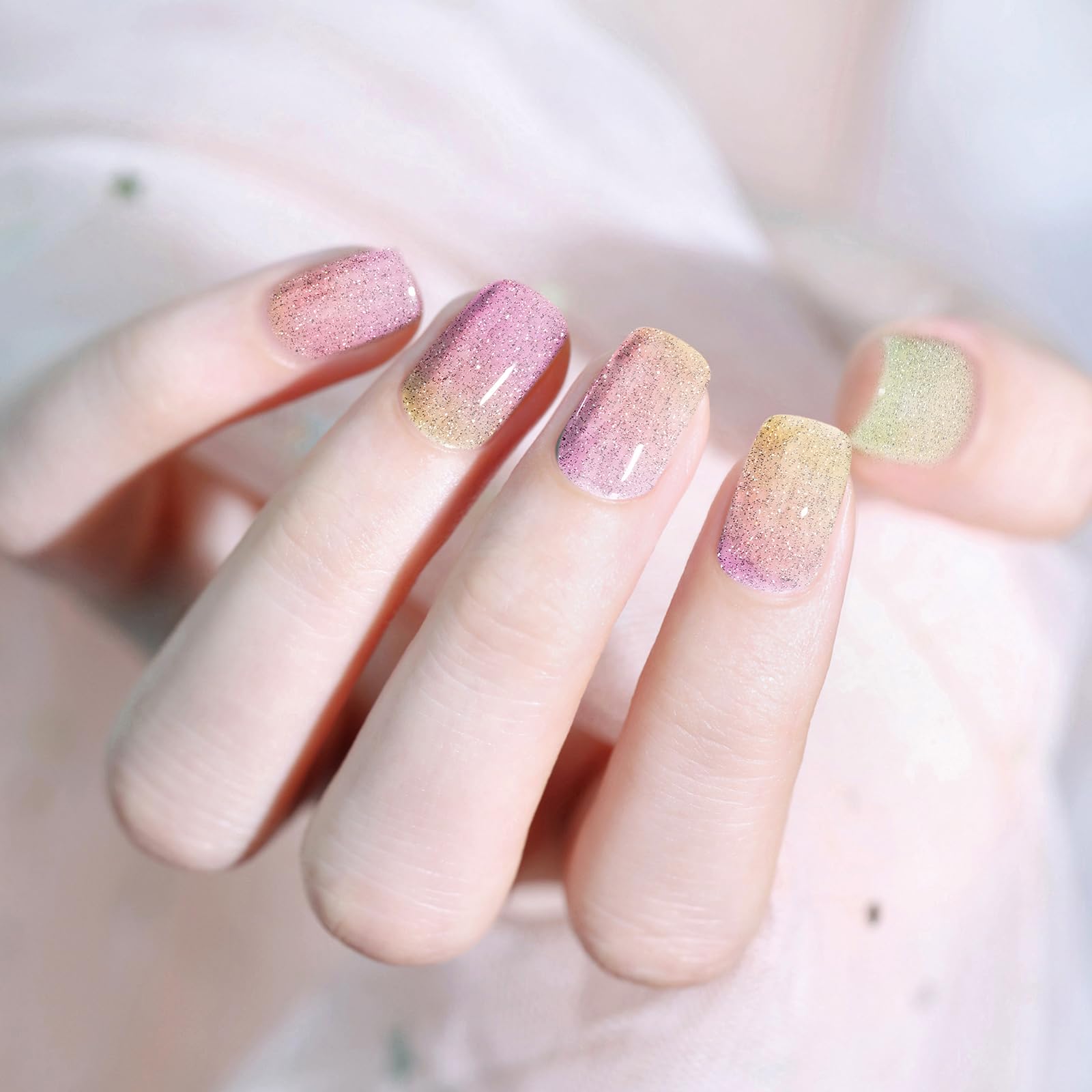 MOOYIYAN Gloss Nail Strips|Uv Free|22 Pcs,Gel Nail Stickers|Long Lasting Two Weeks and Easy to Apply&Remove|Fluid Gradient 1 - Image 2