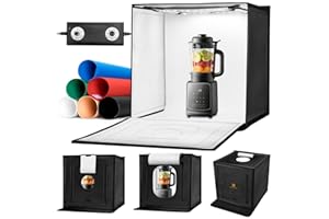 K&F CONCEPT 50x50cm Photo Studio Light Box, 40W LED Light Box Photography Tent, CRI 97+ Dimmable 3000K–5600K, Portable Foldab