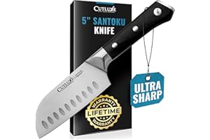 Cutluxe Santoku Knife – 5" Chopping Knife, Vegetable Knife – Forged High Carbon German Steel – Full Tang & Razor Sharp – Ergo