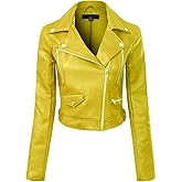 Design by Olivia Women's Long Sleeve Zipper Closure Moto Biker Faux Leather Jacket