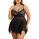 Avidlove Babydoll Lingerie for Women Strappy Nightdress Sexy Nightgowns Bridal Chemise Plus Size Lace Langeray L-4XL