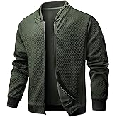 Wizoat Mens Casual Jacket Loose Fit Lightweight Jacket Varsity Bomber Jacket with Zipper