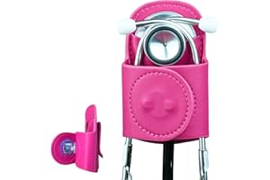 DOLREME Magnetic Stethoscope Holder for Scrubs, with Leather-Covered Clip for Littmann ＆ Most Stethoscopes, Stethoscope Holder Clip for Scrubs/Belts/Backpacks, Purple