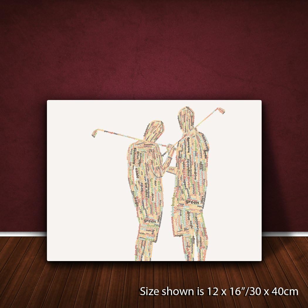 Feel Good Art Gallery Wrapped Box Canvas in Typographic Golf Couple Design (90 x 60 x 4 cm, X- Large, Autumnal Tones) - Image 3