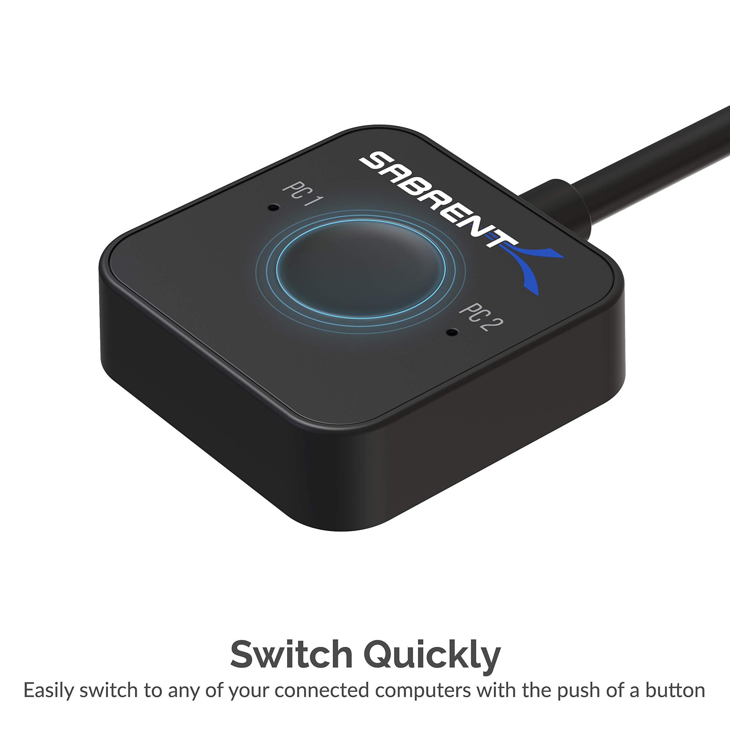 SABRENT 2 Port USB Type C KVM Switch with 60 Watt Power Delivery Option (USB KCPD)