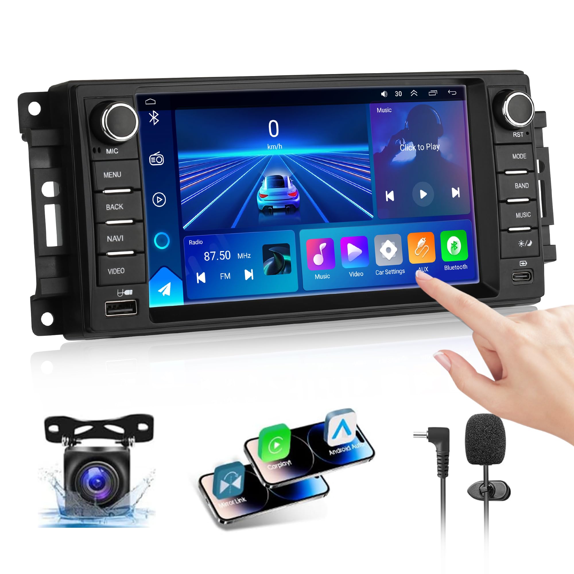 Photo 1 of ?4G+64GB? Car Radio Stereo for Jeep Wrangler/Compass/Grand Cherokee,for Dodge Grand Caravan/Ram 1500/2500/3500,Carplay&Android Auto w/ 7" IPS Touchscreen Radio Support GPS/WiFi/AHD Camera/SWC/FM