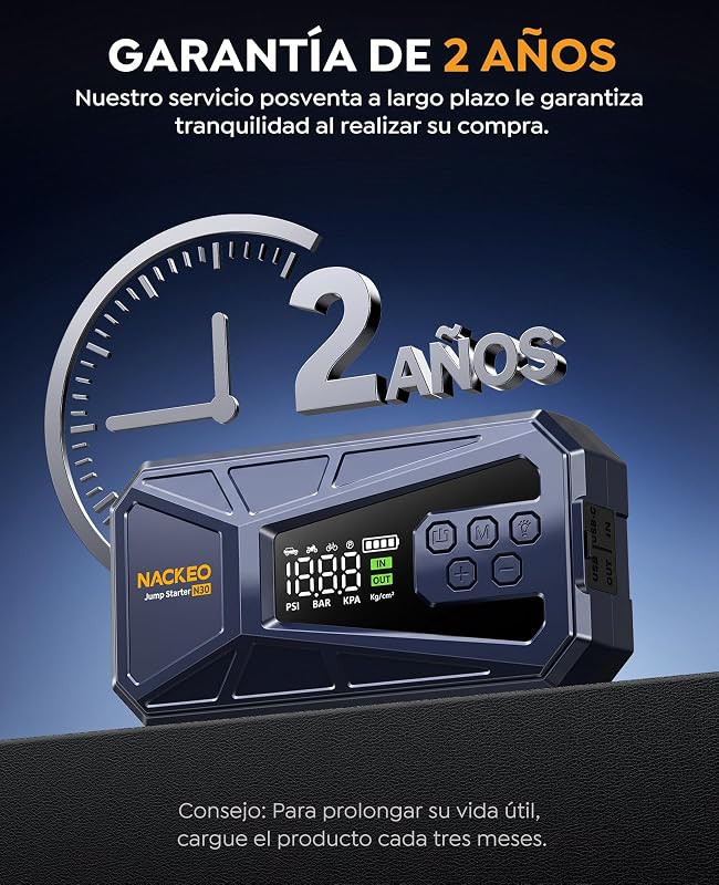 Arrancador de Baterías de Coche 8000A con Compresor 160 PSI, 12V Arrancador de Coches Portátil (Todo Gasolina o 12L Diésel), Arrancador de Coche con Linterna LED, Pantalla LCD y Carga Rápida