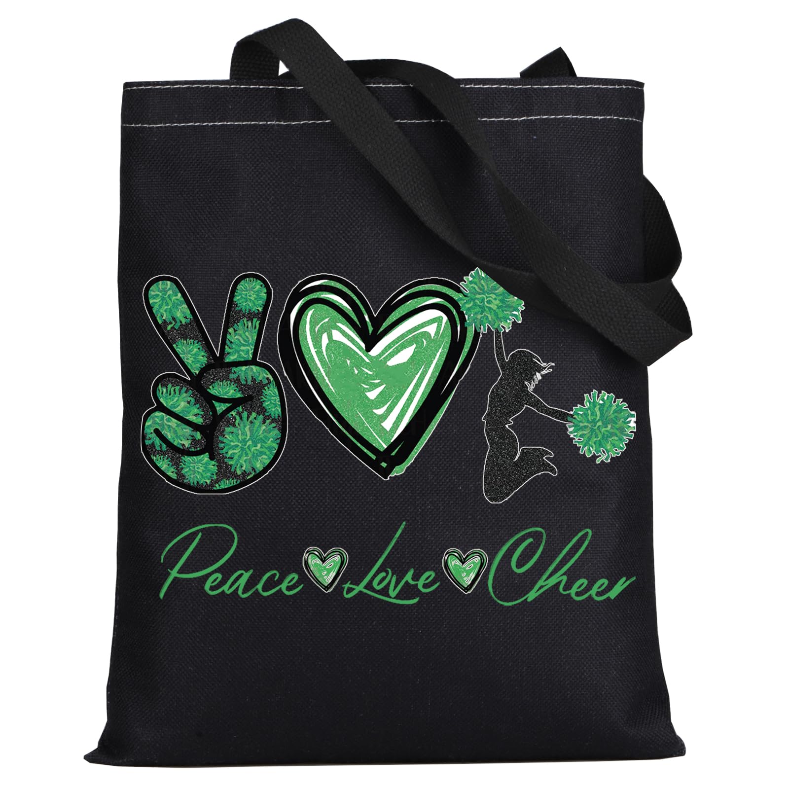 LEVLO Cheerleader Cosmetic Make Up Bag Cheerleading Girls Gift Peace Love Cheer Makeup Zipper Pouch Bag Cheer Team Gift, Peace Cheer Bt, L, Tote Bag