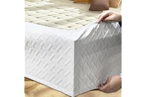 RAMESSES Box Spring Cover Queen,Bed Surround with Elastic Adjustment,White, 16 Inch High,Super Stretchy Wrap Around 3 Sides Elastic Bed Skirt,Wrinkle & Fading Resistant,Washable & Easy Fit