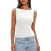 Darong Women's High Neck Tank Top Sleeveless Double Lined Basic Tops Going Out Casual Tank Shirts