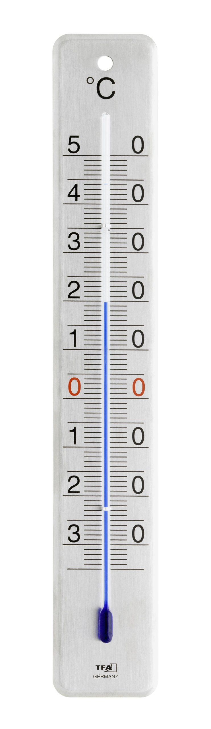 TFA Dostmann Analogue Indoor/Outdoor Thermometer Brushed Stainless Steel L45 x W9 x H280mm