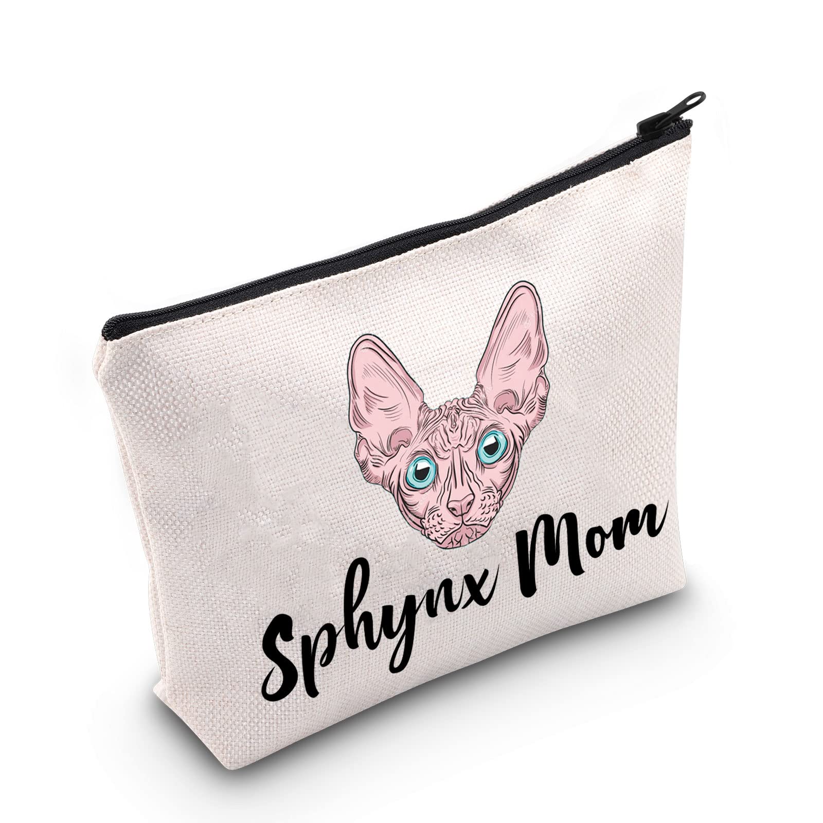 Sphynx Cat Gift Sphynx Mom Makeup Bag Sphynx Cat Lover Cosmetic Bag Sphynx Cat Owner Gift Kitten Kitty Lover Gift Zipper Travel Bag (Sphynx Mom)