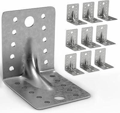 CUALITYX Angle Brackets 10pk 70mm Heavy Duty Galvanized Steel L Brackets Wood
