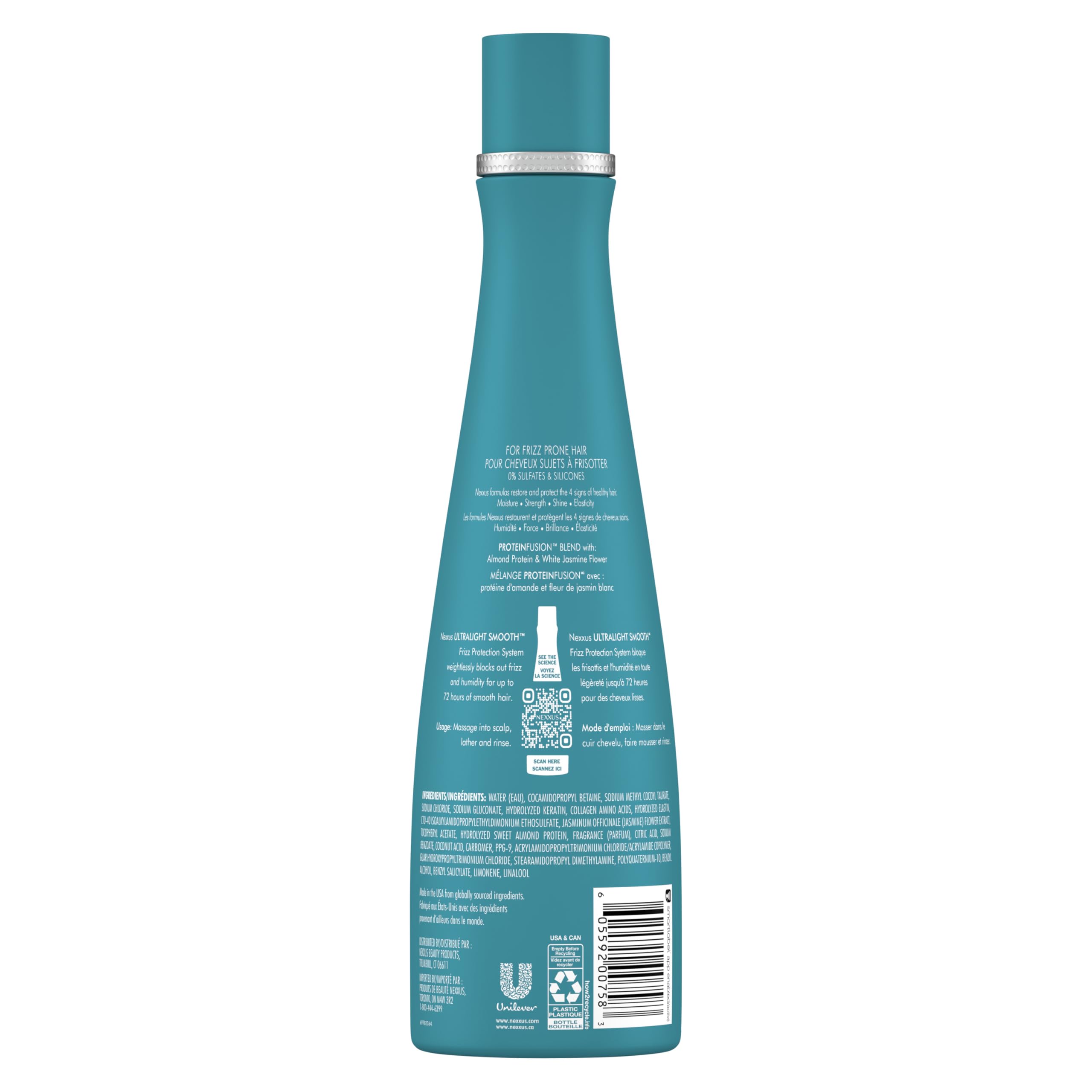 NEXXUS Ultralight Smooth Shampoo for Dry and Frizzy Hair Weightless Smooth Hair Treatment to Block Out Frizz 13.5 fl oz