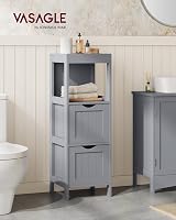VASAGLE Bathroom Floor Cabinet Freestanding Storage 2 Drawers Dove Grey view 2