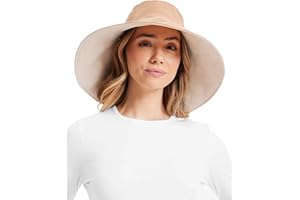 Solbari Women’s Ultra-Wide Cotton Linen Sun Hat UPF 50+, Packable, Adjustable with Ponytail Hole for Travel, Beach & Outdoors