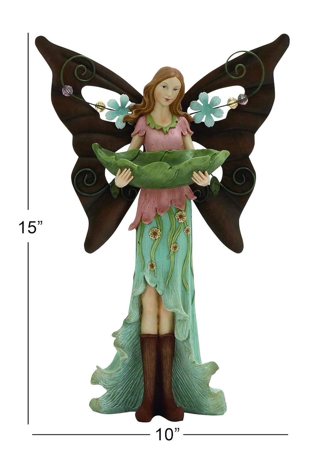Deco 79 20682 Polystone Metal Fairy Bird Feeder Amazon In Home