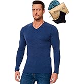 MERINNOVATION Merino Wool Base Layer Mens - 100% Merino Wool Shirts for Men Lite - Midweight Long Sleeve V Neck T-Shirt