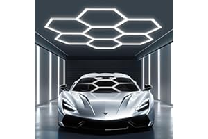 FAISHILAN Hexagon Lights: High Brightness 240W, 26,960 LM, 6500K Hexagon Garage Lights, Hexagon LED Lights 7 Grid for Garage, Shopping Mall, Workshop and Car Detailing Shop etc