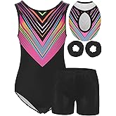 MOLLDAN Girls Gymnastics Leotard Athletic Biketard Unitard Tumbling Activewear Outfits for kids(No diamond)
