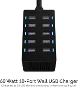 Sabrent 60W 10 Port USB Smart Fast Charging Station Power Supply (AX-TPCS) view 3